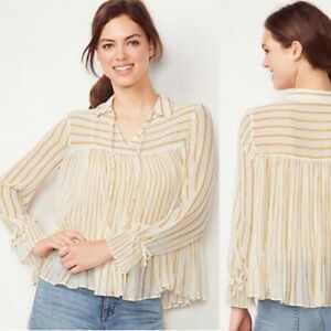 Lauren Conrad sheer pleated striped top xl